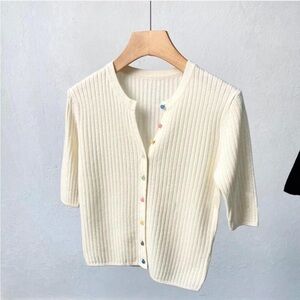 100% cashmere short sleeve sweater cardigan